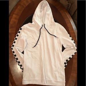 On Fire White Hoodie With Stripes Girls Size (L)
